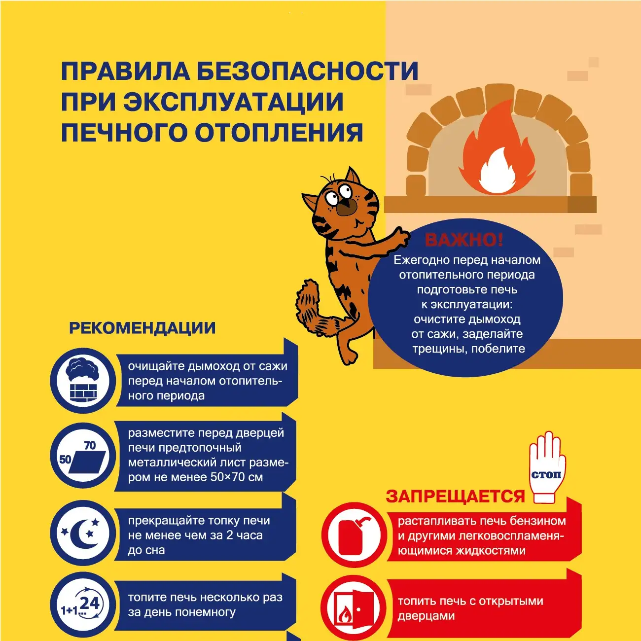 Правила обслуживания печного отопления